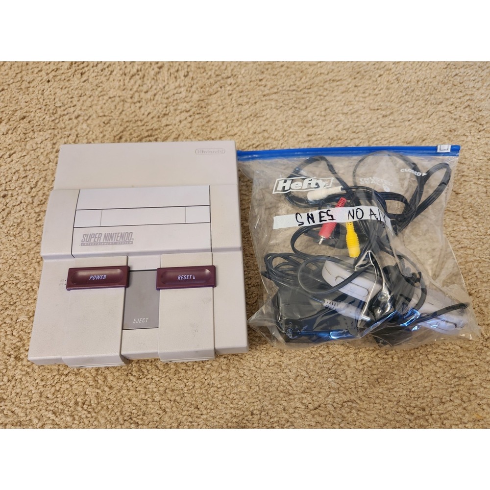 SNES System W Controller + Cords TESTED READ